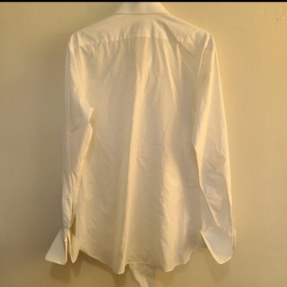 Brioni Men's White Pleated Tuxedo Shirt Made Italy Size L 16 French cuffs white - Picture 9 of 12